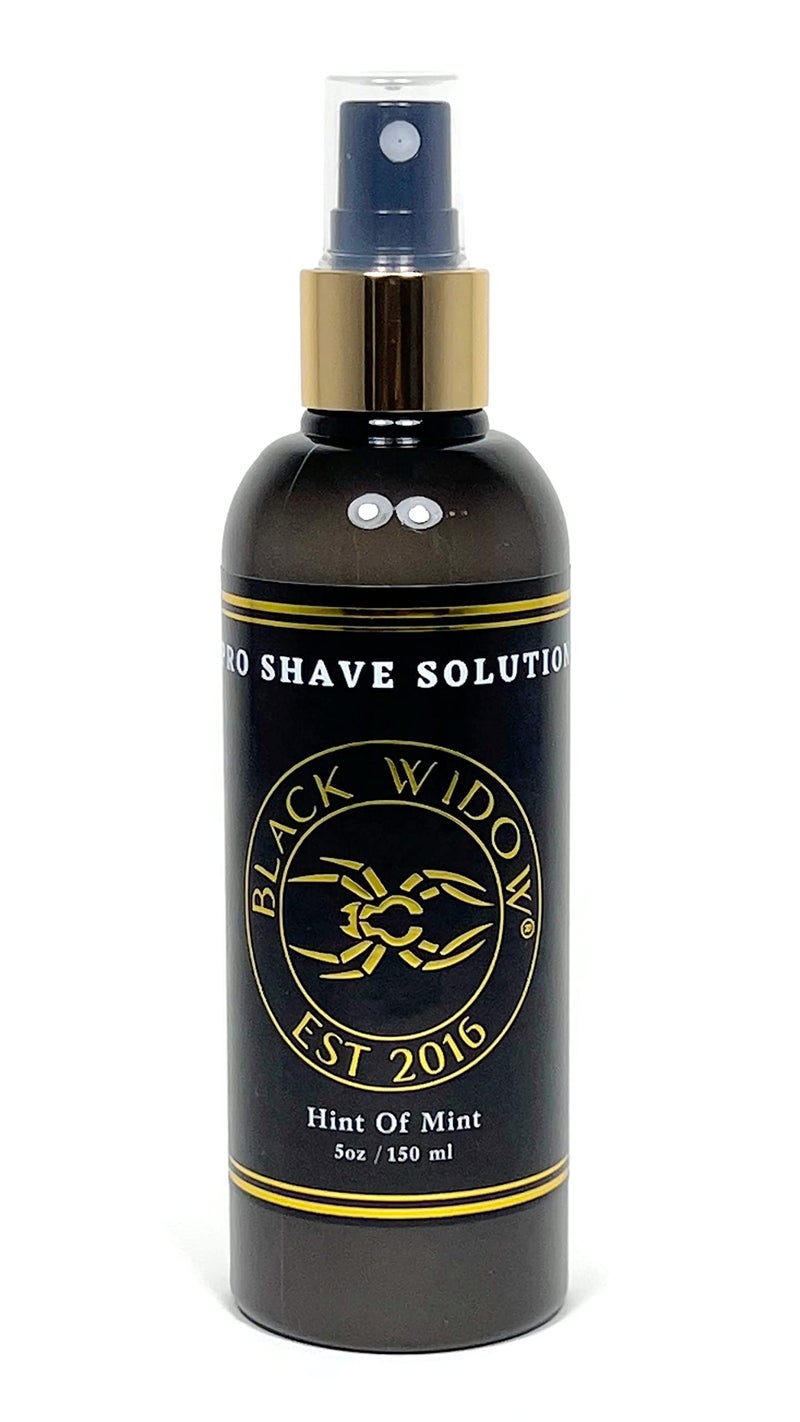Black Widow Pro Shave Solution  NoMess Shave Spray Lotion with Hint of Mint Hydrating Slick Shaving Lotion for Men  Women Reduces Razor Burn  Skin Irritation for Smooth Comfortable Shaves